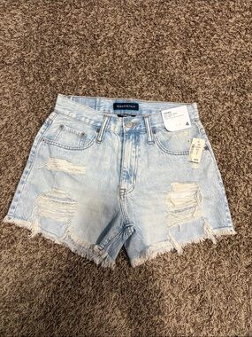 Aeropostale Light Wash Distressed Denim Cutoff Shorts